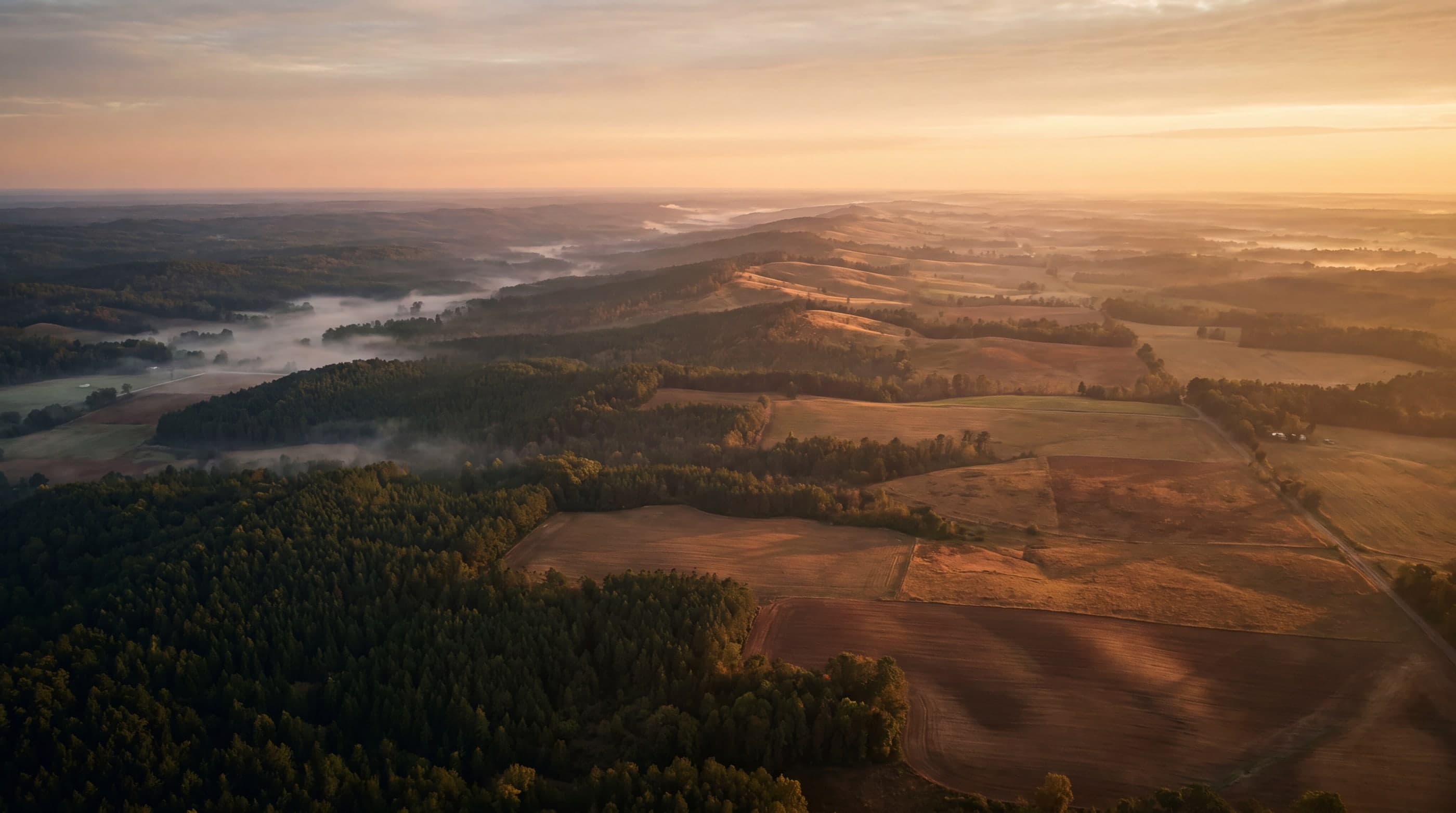 Sweeping Southeastern landscape at dawn